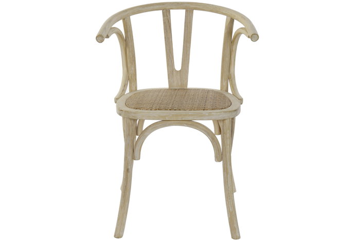 DKD Home Decor Silla Olmo Ratán Blanco con Rejilla Envejecida