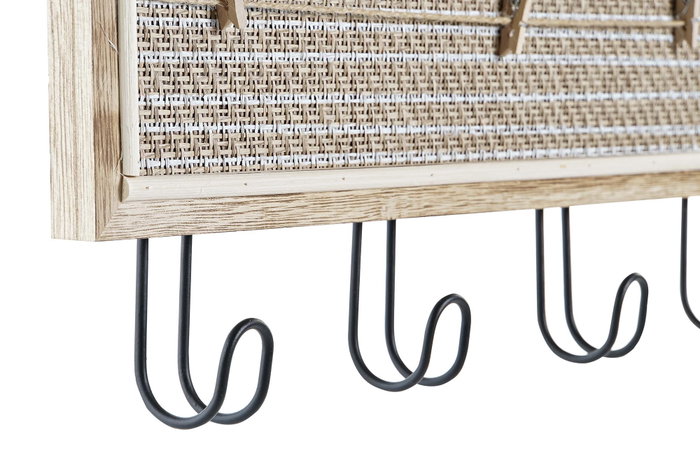 DKD Home Decor Perchero Boho Decape flower Natural MDF y Metal 40 x 3.5 x 15.5 cm (2 Unidades)