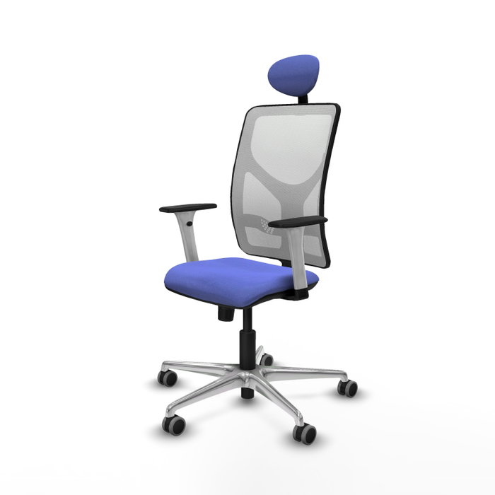 PIQUERAS Y CRESPO Silla de oficina Motilla con mecanismo Sincro, Azul claro y Blanco