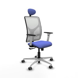 PIQUERAS Y CRESPO Silla de oficina Motilla con mecanismo Sincro, Azul claro y Blanco