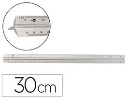 Liderpapel Escala Aluminio Triangular 30 cm Funda Protectora 1:20 1:25 1:50 1:75 1:100 1:150