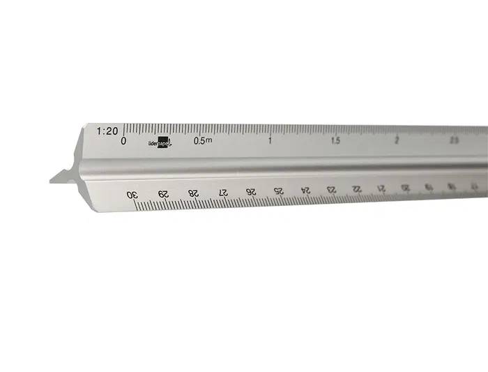 Liderpapel Escala Aluminio Triangular 30 cm Funda Protectora 1:20 1:25 1:50 1:75 1:100 1:150