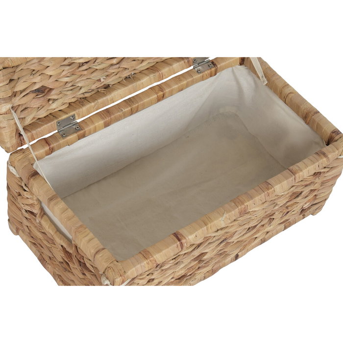 DKD Home Decor Set de 2 Cestas de Ropa de Jacinto de Agua con Tapa