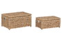 DKD Home Decor Set de 2 Cestas de Ropa de Jacinto de Agua con Tapa