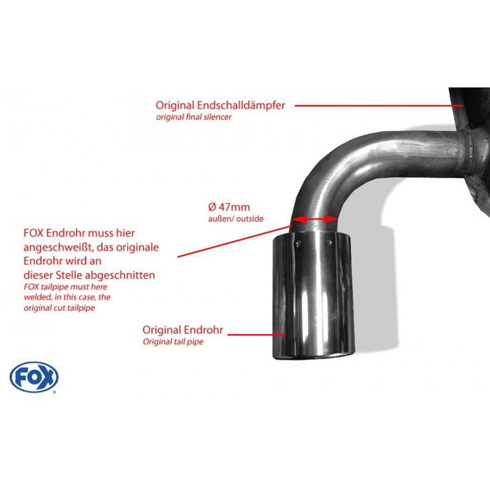 Fox Mazda CX-5 KE/GH/KF Cola de Escape Derecha-Izquierda Tipo 16, FXMA220050-133, Pulgada 100, Incluye Accesorios, Acabado Plateado Brillante