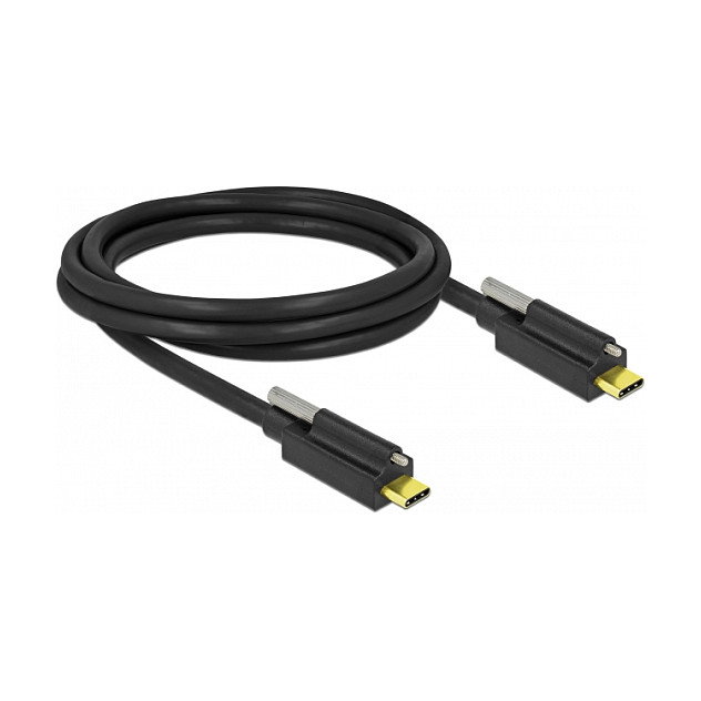 DeLOCK Cable USB Type-C a USB Type-C con tornillo de seguridad 2 m Negro