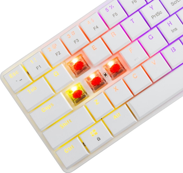 White Shark GK-006211 Nagamaki White Red Switch Klawiatura Gamingowa Low Profile Mecánica Layout Polaco