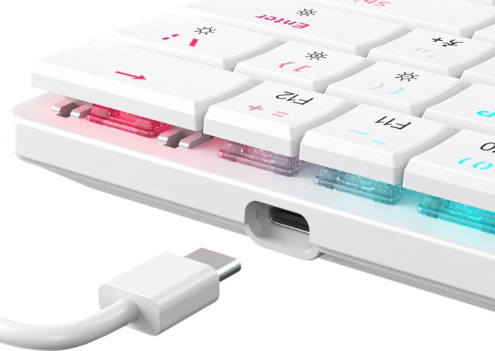 White Shark GK-006211 Nagamaki White Red Switch Klawiatura Gamingowa Low Profile Mecánica Layout Polaco
