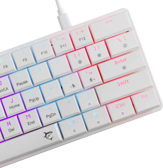 White Shark GK-006211 Nagamaki White Red Switch Klawiatura Gamingowa Low Profile Mecánica Layout Polaco
