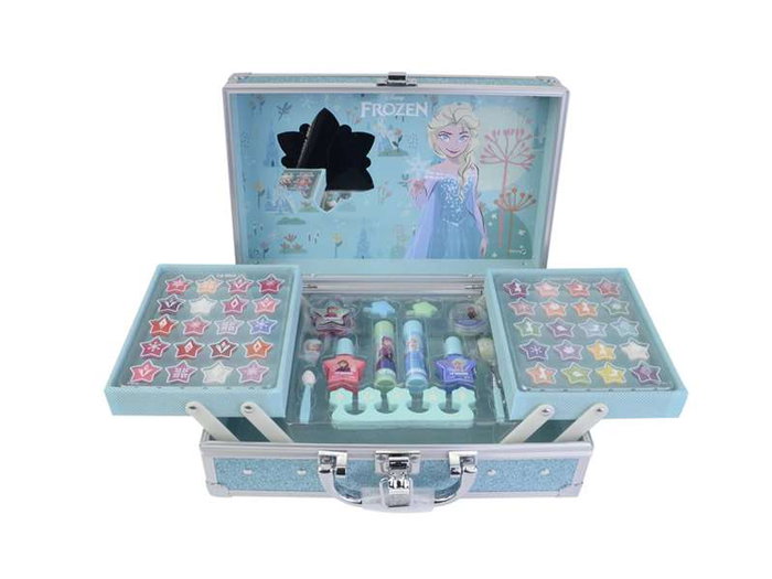 Markwins Maletín Metálico Maquillaje Frozen 25x19,5x8,7 cm con 20 Lip Glosses y 20 Sombras