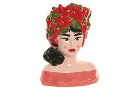 DKD Home Decor Macetero de Cerámica Chica Pimientos Rojo