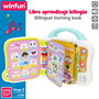 WINFUN Libro Aprendizaje Bilingüe Español/Inglés para Bebés +12 meses, 110 Palabras, Sonidos y Melodías, Sensorial, Tamaño 21x22 cm