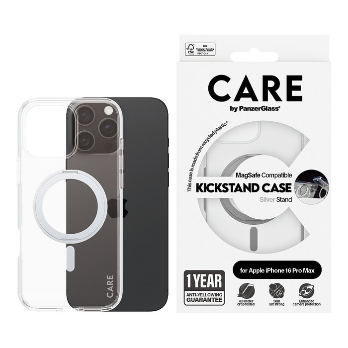 Care CARE by PanzerGlass Feature Case Transparente / Plata MagSafe para iPhone 16 Pro Max