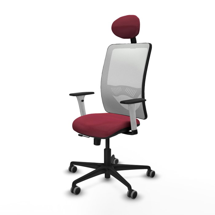 PIQUERAS Y CRESPO Silla de oficina Zulema con Mecanismo Sincro/Traslack, Tela Granate y Malla Blanca PIQUERAS Y CRESPO Silla de oficina Zulema con Mecanismo Sincro/Traslack, Tela Granate y Malla Blanca