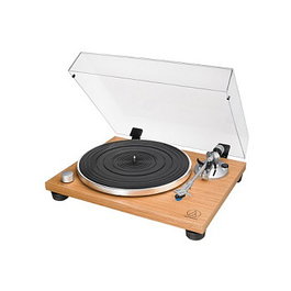 Audio-Technica AT-LPW30TK Tocadiscos de Tracción por Correa Manual, Madera, Aluminio, 33 1/3 y 45 RPM, Integra Preamplificador Phono, 115/230V AC