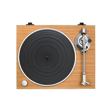 Audio-Technica AT-LPW30TK Tocadiscos de Tracción por Correa Manual, Brazo de Aluminio, Con Preamplificador Phono Integrado, Madera, 33 1/3 y 45 RPM