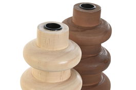 DKD Home Decor Candelabro 10 x 15 x 10 cm Marron Oscuro Marron Claro (4 Unidades)