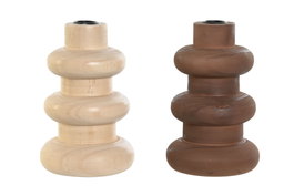 DKD Home Decor Candelabro 10 x 15 x 10 cm Marron Oscuro Marron Claro (4 Unidades)