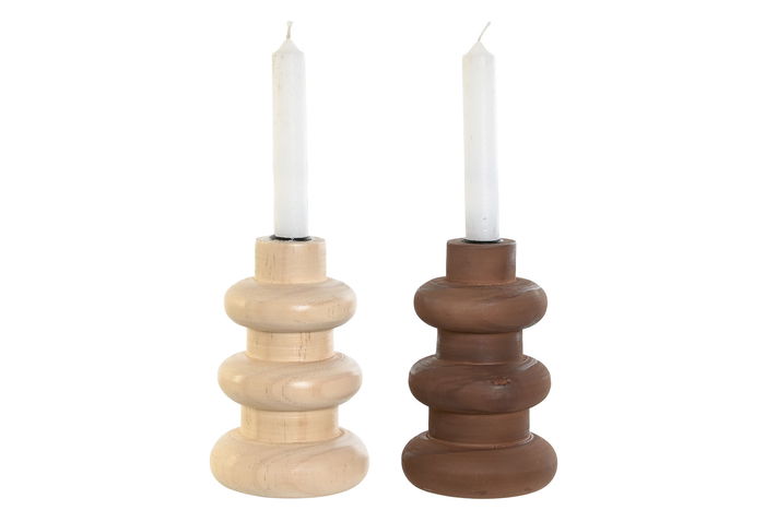 DKD Home Decor Candelabro 10 x 15 x 10 cm Marron Oscuro Marron Claro (4 Unidades)