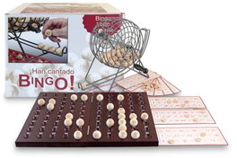 AQUAMARINE Lotería Bingo madera y metal con 90 bolas