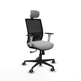 PIQUERAS Y CRESPO Silla de oficina Yunquera con mecanismo Sincro, Gris claro y Negro