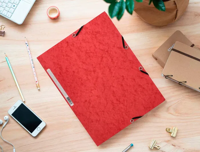 Q-connect Carpeta Solapas Gomas KF02165 Simil Prespán A4 320x243 mm Rojo