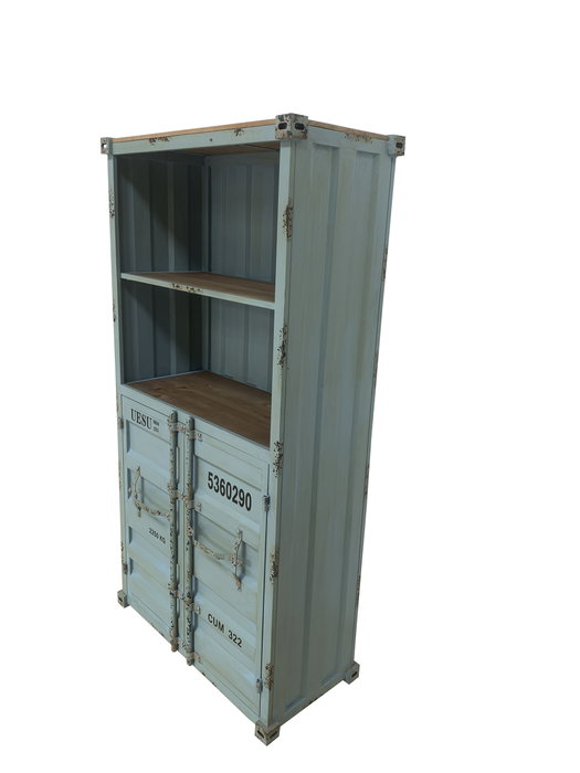 DKD Home Decor Estantería Vintage Contenedor Azul Celeste 44 x 168.5 x 87 cm Metal y MDF con 2 Puertas