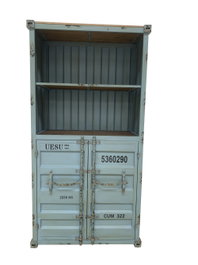 DKD Home Decor Estantería Vintage Contenedor Azul Celeste 44 x 168.5 x 87 cm Metal y MDF con 2 Puertas
