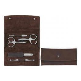 Zwilling Set Manicura y Pedicura 5 Piezas, Incluye Tijera de Uñas y Lima de Cuero, para Cuidado Profesional de Manos y Pies