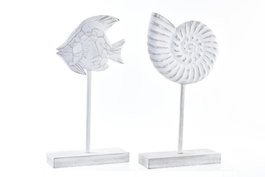 DKD Home Decor Decoración MDF Decapé Caracola y Pez Surtido de 2
