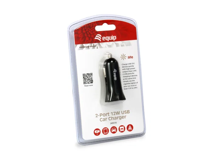 Equip Cargador de Coche con 2 Puertos USB y 12W Equip Cargador de Coche con 2 Puertos USB y 12W