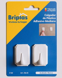 BRIPLAS Colgador Adhesivo de Plástico Mediano Blanco