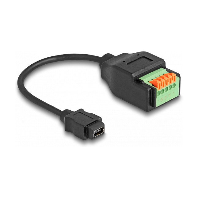 DeLOCK Cable USB 2.0 Tipo Mini-B hembra a bloque de terminales con botón pulsador, 15 cm
