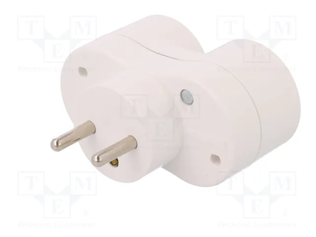 PAWBOL Conector de alimentación AC divisor 2P+PE 250VAC 16A blanco
