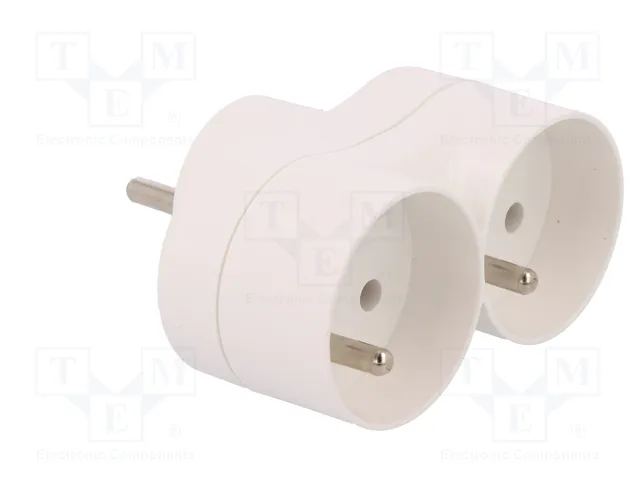 PAWBOL Conector de alimentación AC divisor 2P+PE 250VAC 16A blanco