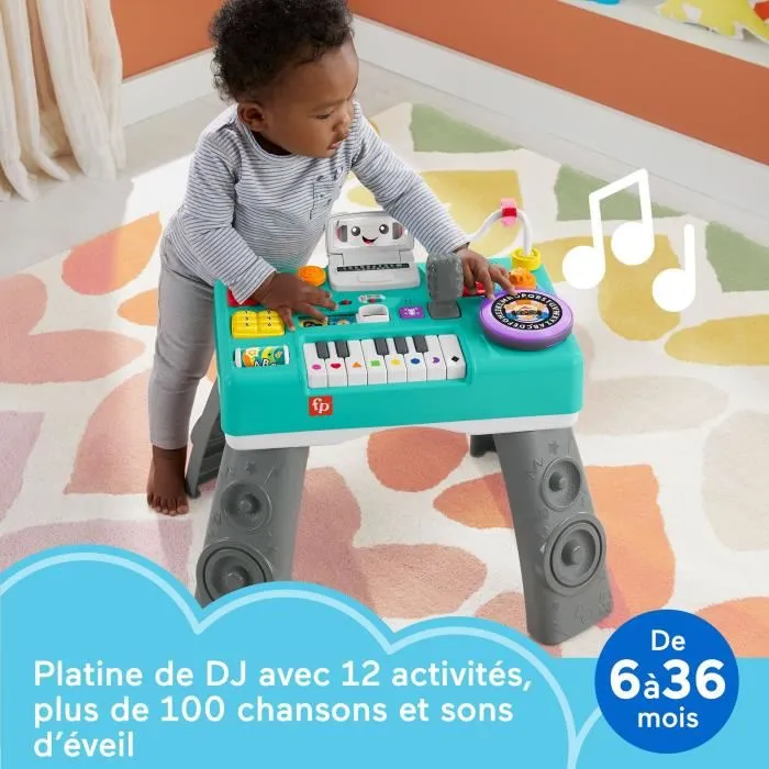 Fisher-Price HRB64 Mesa de Actividades Mi DJ Musical Interactiva, Juguete Ríe y Disfruta para Bebés y Niños Pequeños