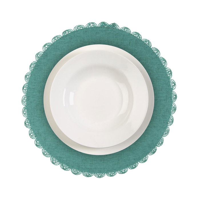 Versa Salvamantel Redondo Tuquesa 38 cm x 1 cm Papel Algodón Poliéster Cáscara de Maíz (6 Unidades)