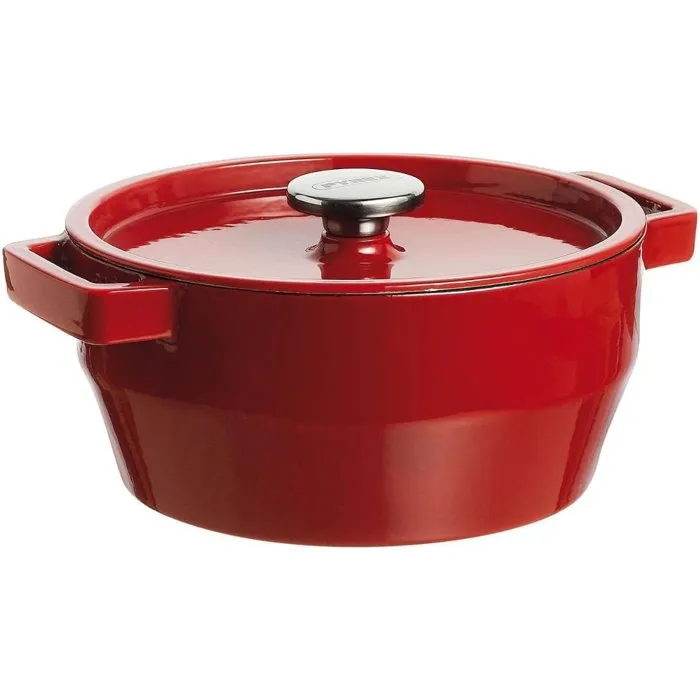 Pyrex PYR3426470022774 Cazuela Redonda para Cocción Lenta de Vidrio, 24 cm, Color Rojo