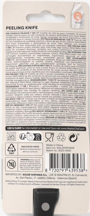 Masterchef Cuchillo Pelador 7 cm con Hoja de 1.5 mm, Dimensiones 7x2x2 cm (24 Unidades)
