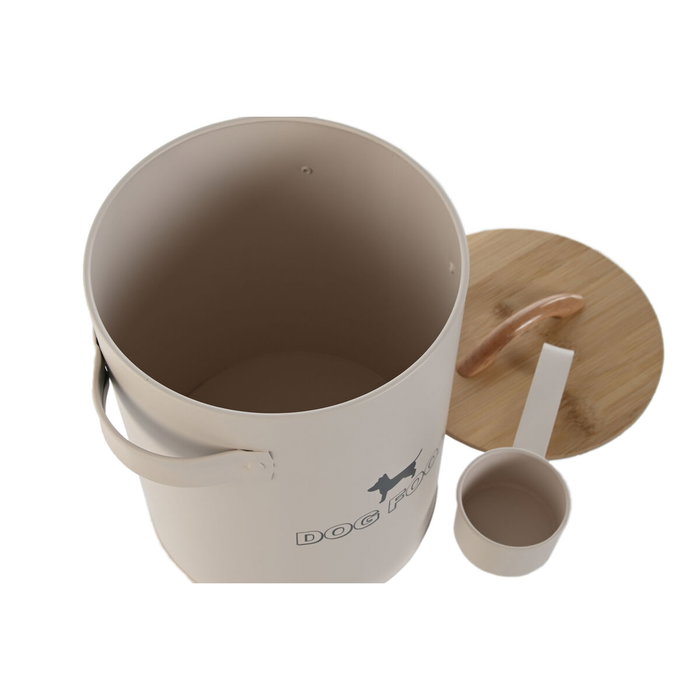 DKD Home Decor Bote de Metal y Bambú 4L Beige Natural
