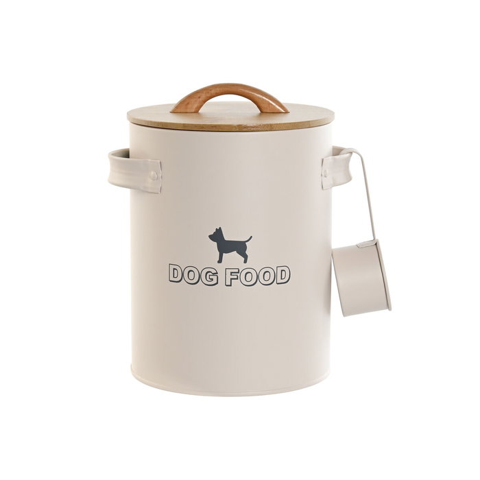 DKD Home Decor Bote de Metal y Bambú 4L Beige Natural