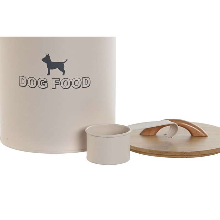 DKD Home Decor Bote de Metal y Bambú 4L Beige Natural