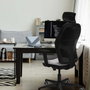 PIQUERAS Y CRESPO Silla de oficina Jorquera con mecanismo Sincro/Traslack, Gris claro y Azul