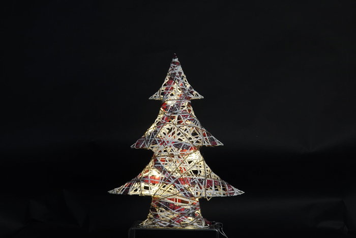 DKD Home Decor Árbol de Navidad Natural Blanco Ratán LED 10 x 50 x 40 cm
