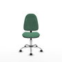 Silla de oficina Algarra con mecanismo Contacto permanente básico tapizada con Tela color Verde esmeralda. Equipada con Base cromada, Sin brazos y Ruedas de parqué