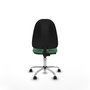 Silla de oficina Algarra con mecanismo Contacto permanente básico tapizada con Tela color Verde esmeralda. Equipada con Base cromada, Sin brazos y Ruedas de parqué