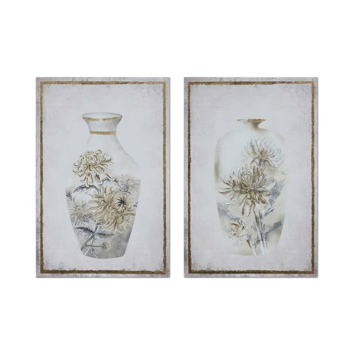 DKD Home Decor Set de 2 Cuadros de Lienzo con Diseño de Jarrón, 50x70 cm DKD Home Decor Set de 2 Cuadros de Lienzo con Diseño de Jarrón, 50x70 cm