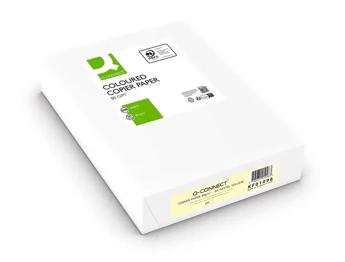 Q-connect Papel Color Din A4 80gr Amarillo Paquete de 500 Hojas