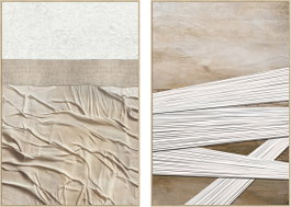 DKD Home Decor Set de 2 Cuadros Modernos en Lienzo 83x123 cm Beige y Blanco