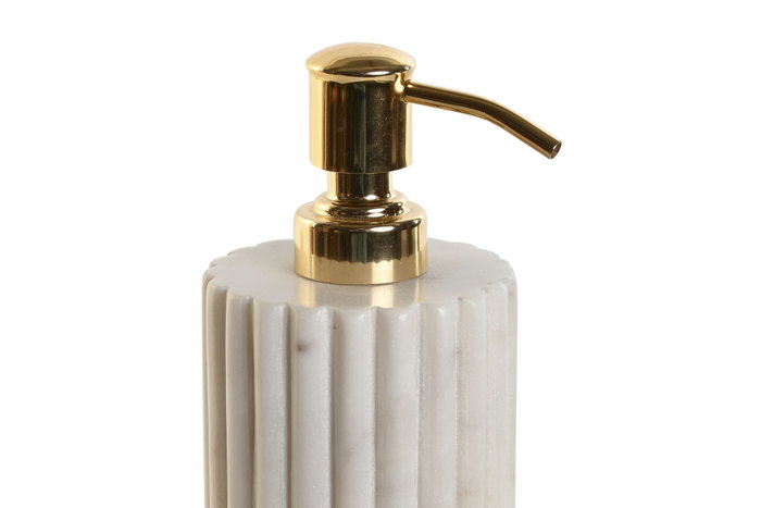 DKD Home Decor Dosificador de Mármol y Metal Blanco y Dorado 8x8x20 cm DKD Home Decor Dosificador de Mármol y Metal Blanco y Dorado 8x8x20 cm